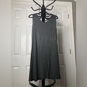AB Studio Charcoal Gray V-Neck Dress, Size Medium
